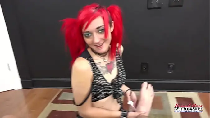 Inked Redhead Coed Jackie Deepthroats A Big Boner And Swallows The Cumshot!