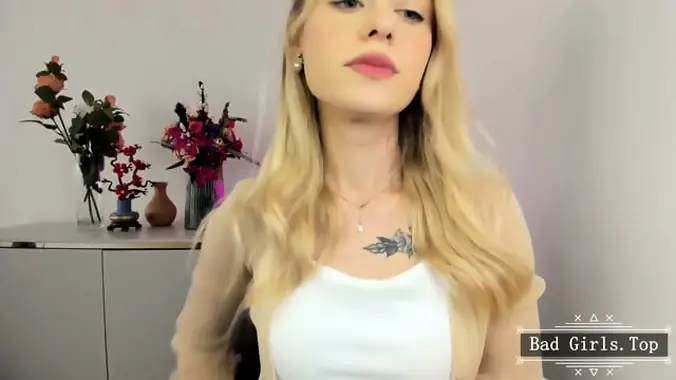 Very pretty skinny busty long hair blonde milf