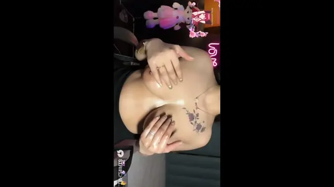 Beautiful baby oiling boobs