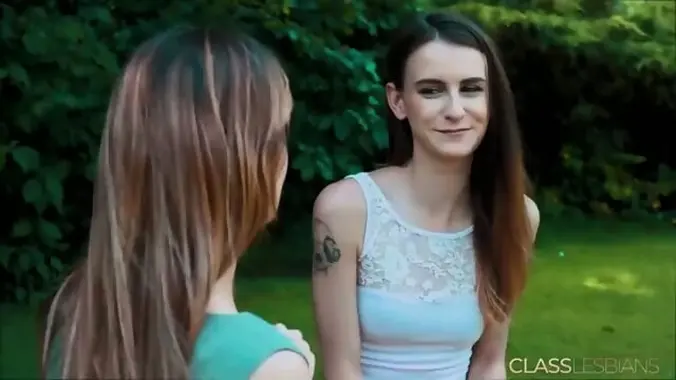 Skinny European Lesbian Girl Fucks With Girlfriend In The Park