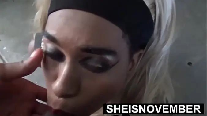 I'm Pumping Hot Cum Inside My Stepsister Throat Outside, Blonde Ebony Babe Msnovember Giving Kinky Stepbrother Oral-Sex Blowjob While His Erect Dick Ejaculate On Her Chin, Risky Dirty Taboo Stepfamily Fauxcest By Msnovember
