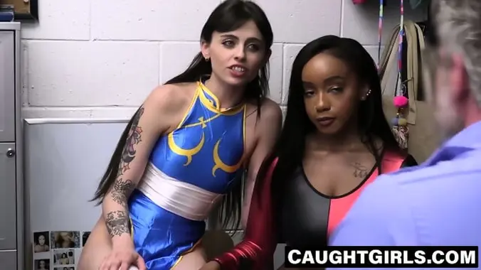 Lily Starfire and Angel Windell caught by officer