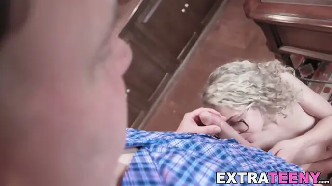 Extra small teenie with glasses banged by mature man