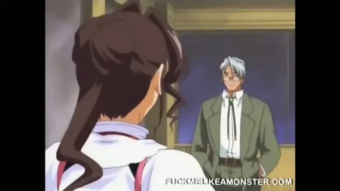 Weird anime hentai storyline with angry busty teen slut