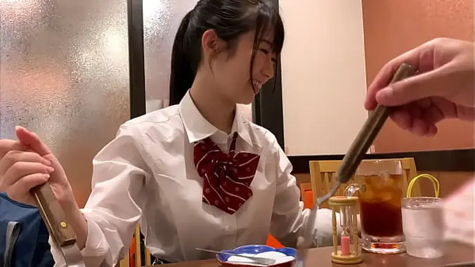 Gonzo sex with JK, a petite and cute honor student. The body of beautiful breasts and nice ass is erotic. Squirting by hand man. Insertion sex in doggy style. Japanese amateur teen porn.