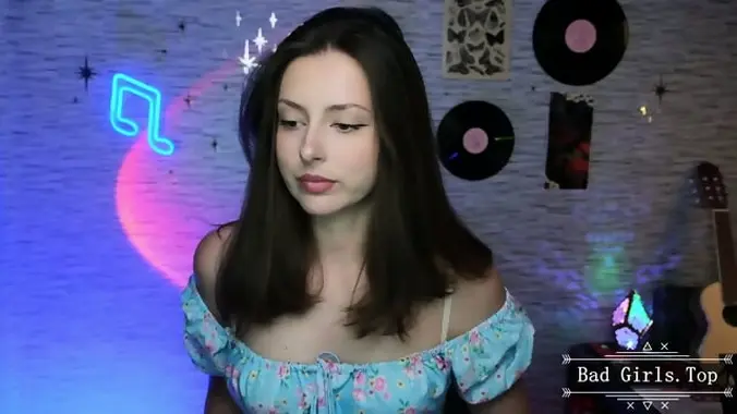 Very pretty slim big tits brunette web teen