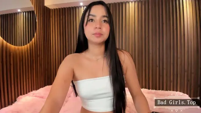 Slim busty long hair brunette teen latina babe