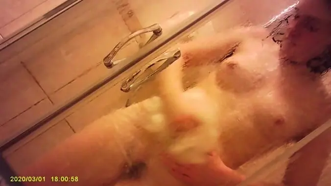 Young Teen Touches Pussy in the Shower