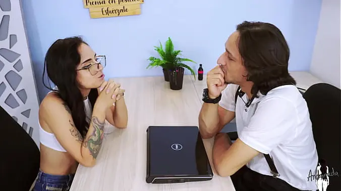 My friend and I gossip about how the boss's girlfriend fucks the secretary